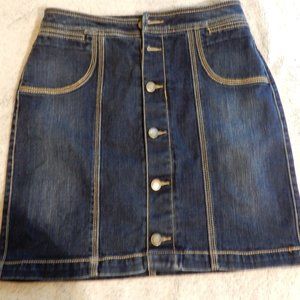 christopher & banks blue jean button up skort